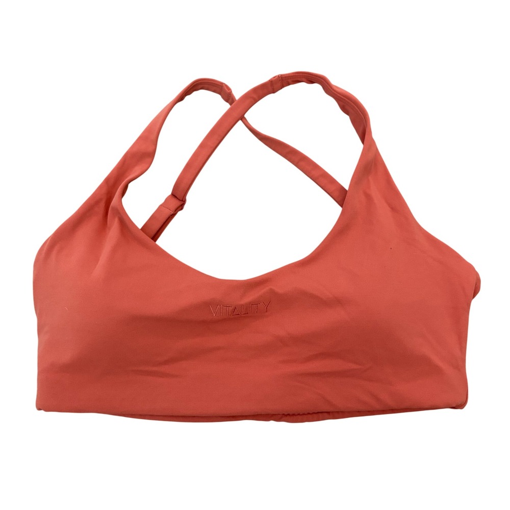 Vitality Womens Strappy Back Sports Bra Terracotta Clay Medium Adjustable Scoop